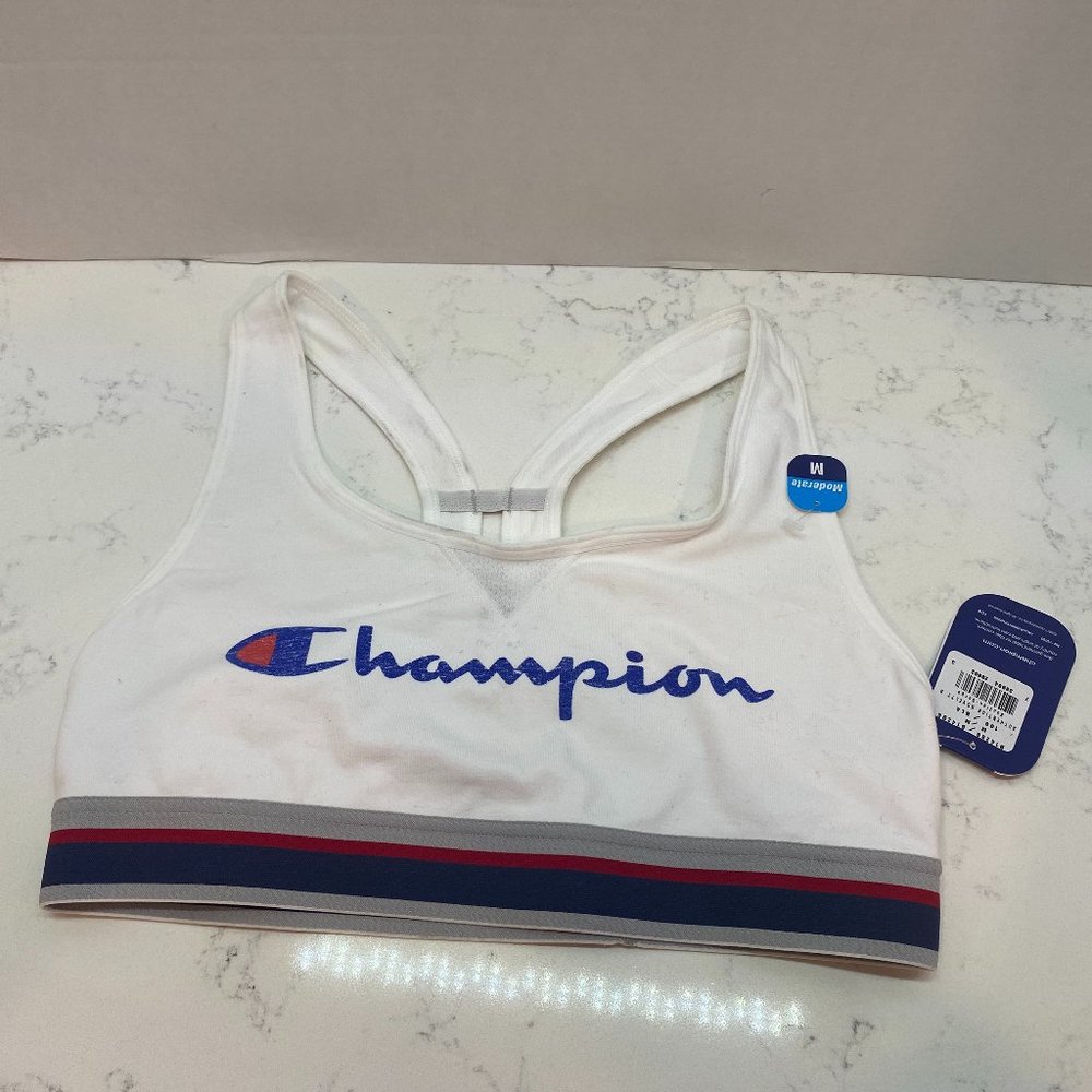 Champion Authentic Logo Cutout Racerback Sports Bra